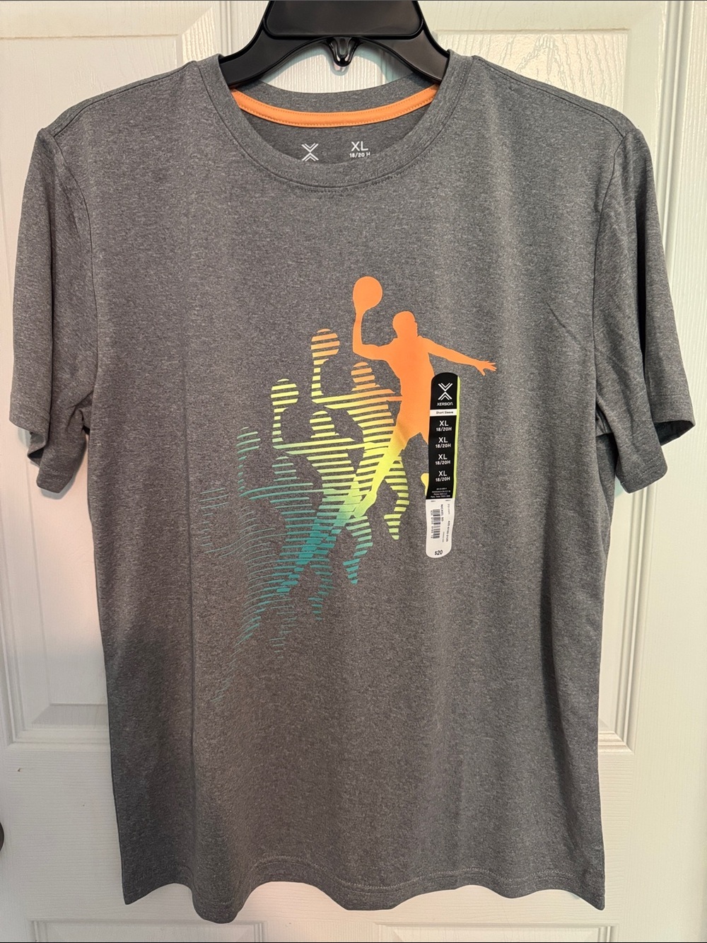 NWT Xersion Boys Gray Short-Sleeve Basketball Graphic